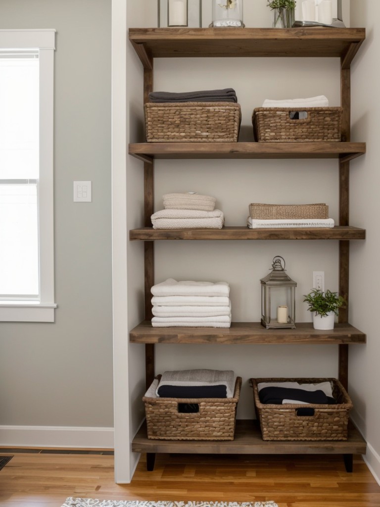 Utilizing space-saving hacks like wall-mounted shelves or hanging organizers for maximizing storage in a small bedroom.