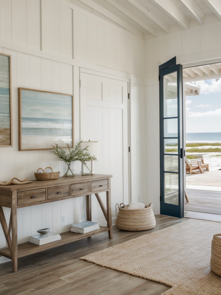 Contemporary coastal design with light and airy color palette, nautical accents, and natural materials, bringing the beach vibe indoors.