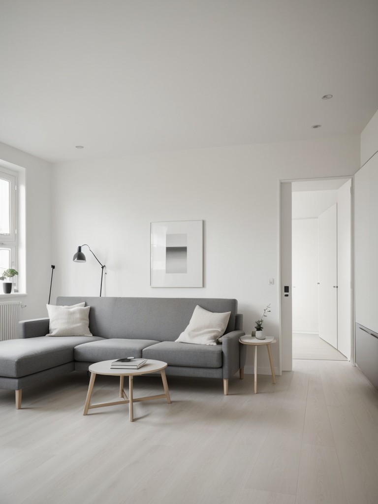 Scandinavian minimalist approach with clean lines, neutral tones, and uncluttered spaces, promoting a serene and organized living environment.