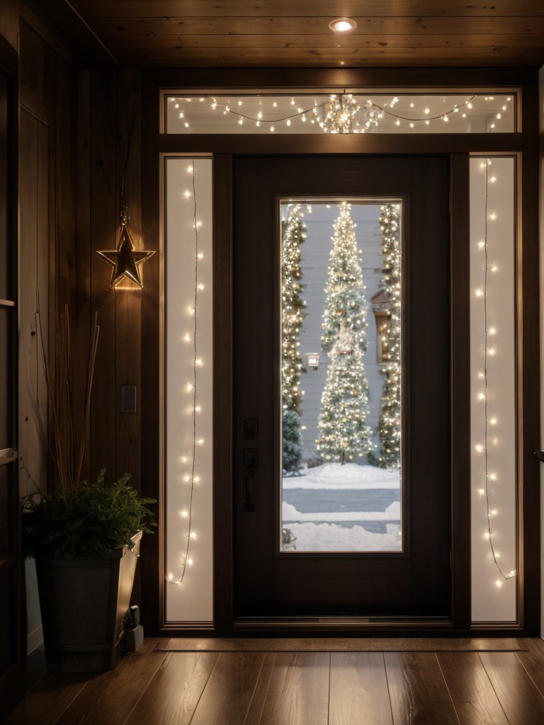 Add a string of twinkling lights around the perimeter of your door for a magical, illuminated entrance.