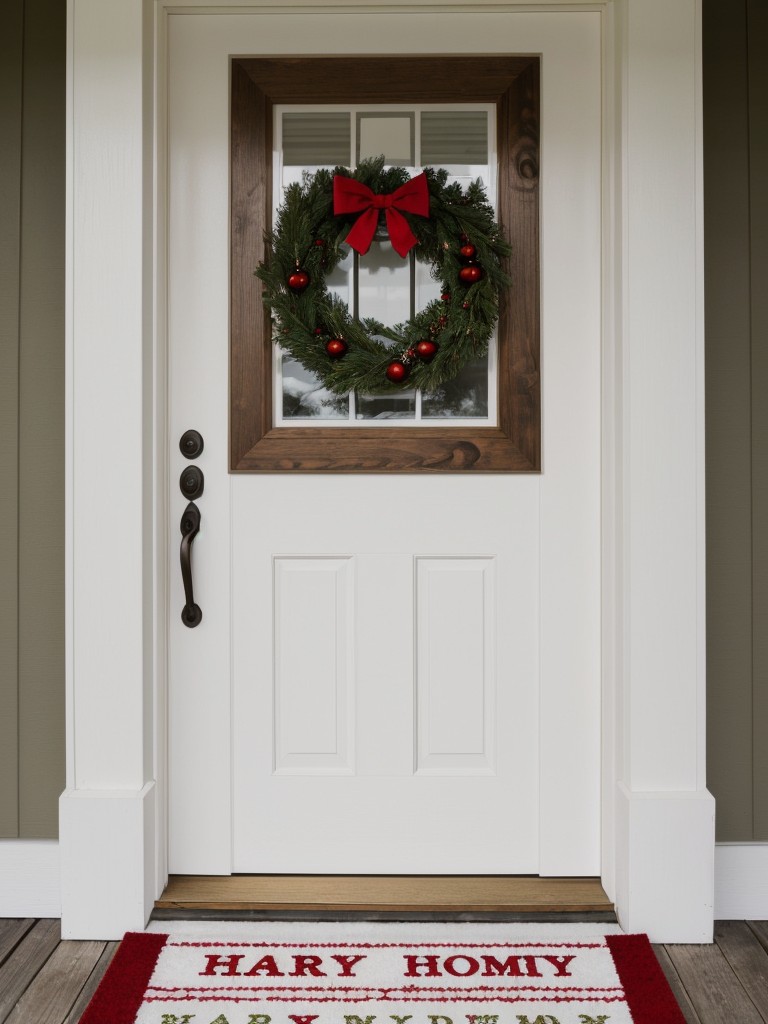 Hang a cute and whimsical holiday-themed doormat to welcome guests with a festive spirit.