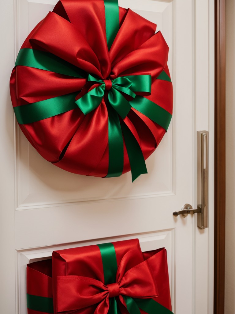 Transform your door into a giant holiday present by wrapping it with colorful gift-wrapping paper and topping it off with a big bow.