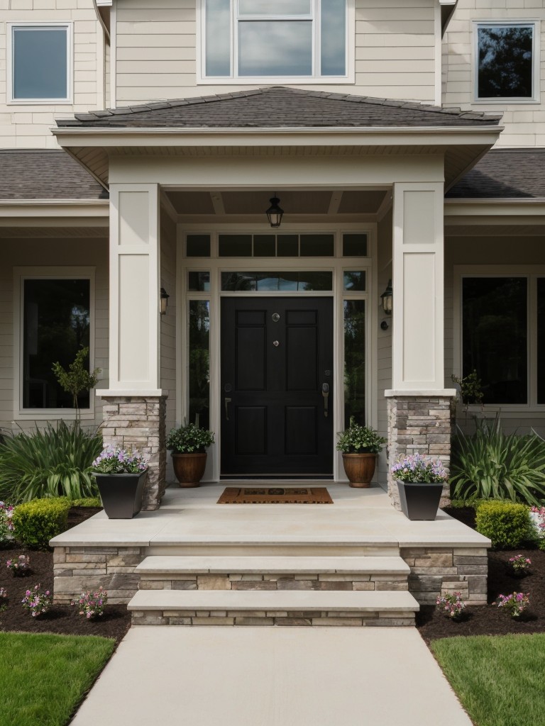 Create a welcoming entrance with a stylish front door and well-maintained landscaping.