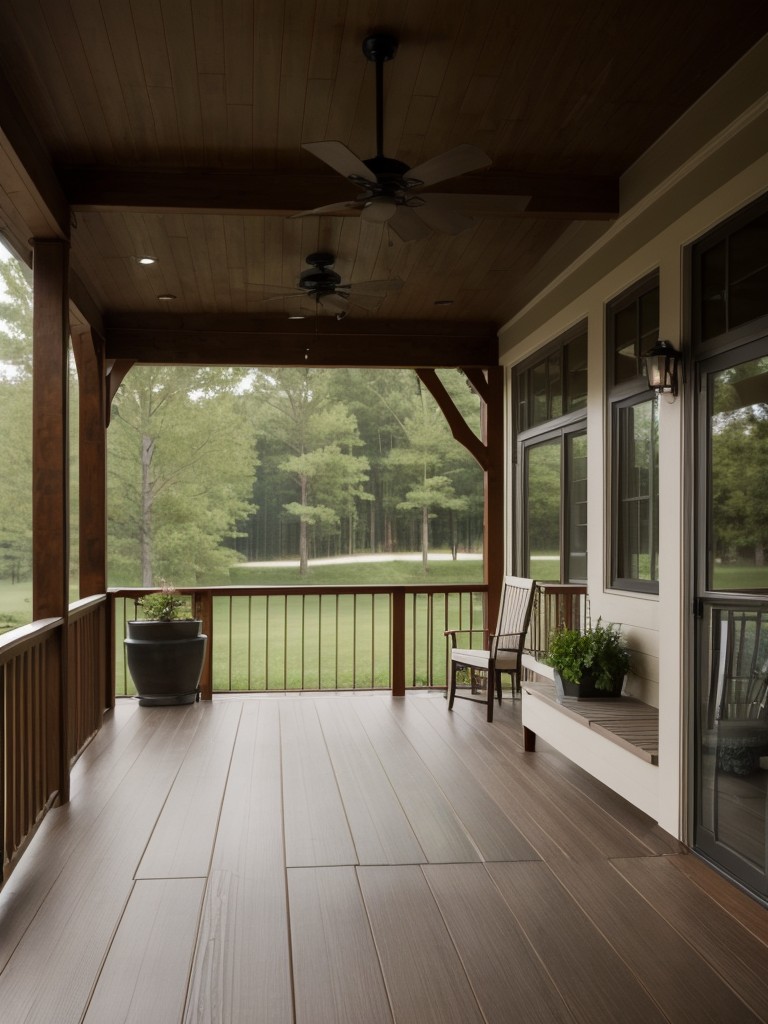 Incorporate a covered porch or veranda, allowing residents to enjoy the outdoors even during rainy days.