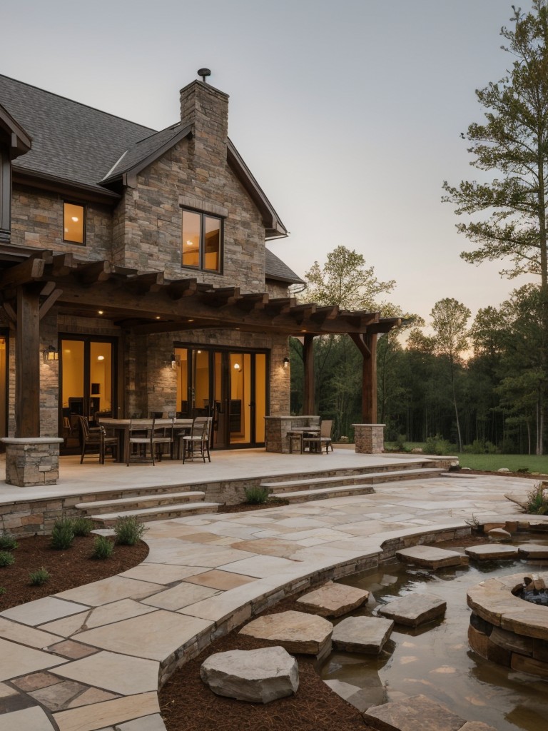 Use natural stone or exposed brick for a rustic and timeless exterior look.