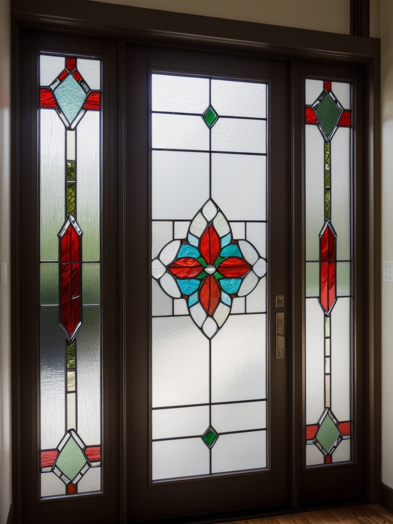 Adding charm and color with a decorative stained glass panel installed on or near the front door.