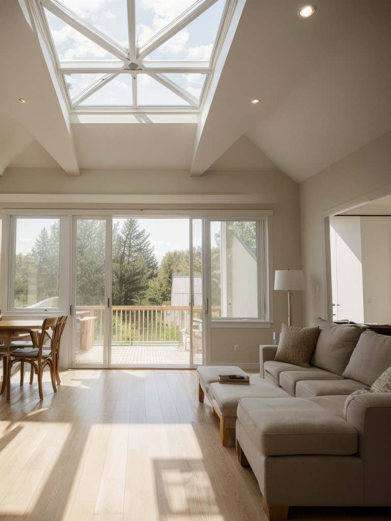 Integrating natural light through skylights or large windows to create a bright and airy living space.