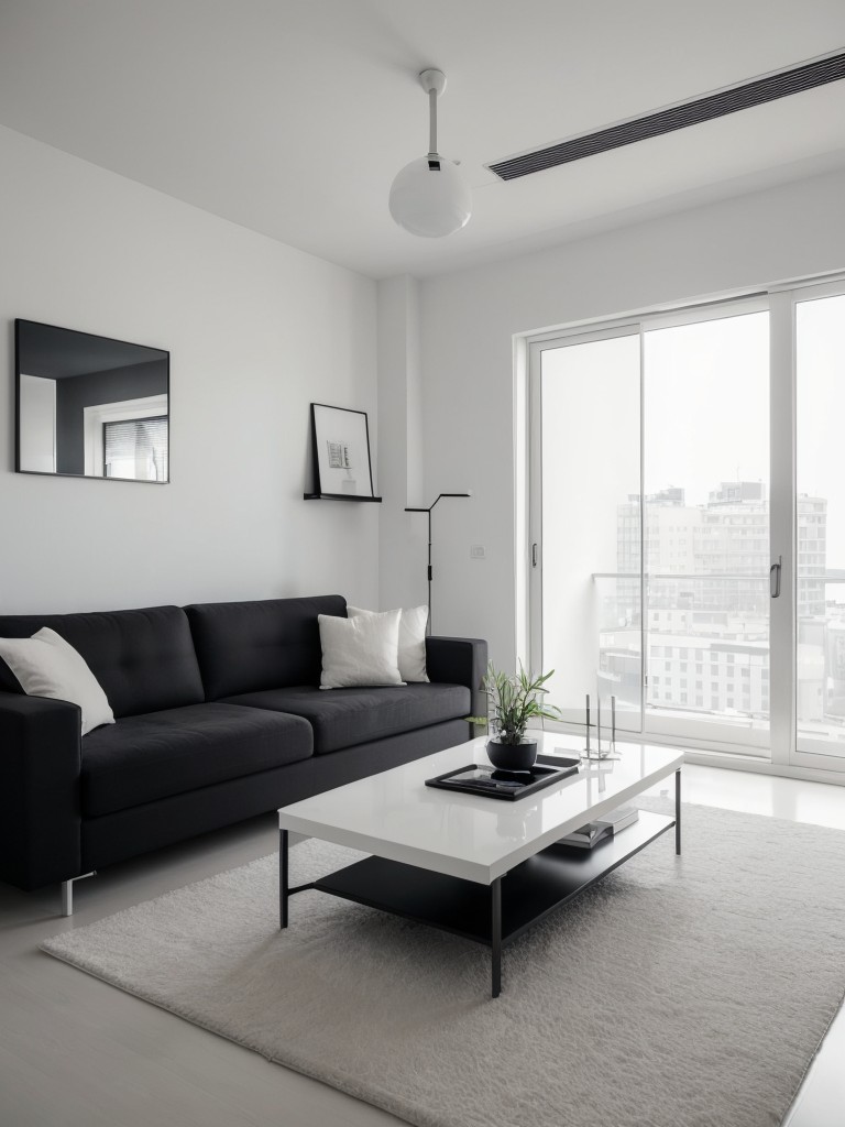 Minimalist apartment design with clean lines and a monochromatic color scheme for a sleek and sophisticated look.