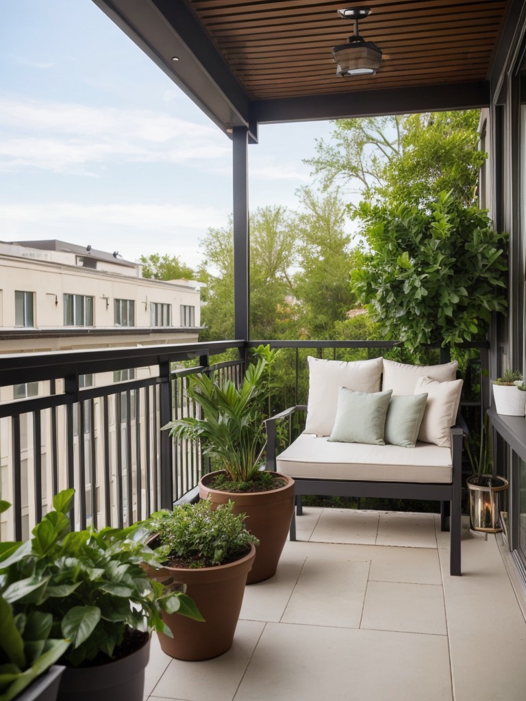 Incorporate a small balcony or patio with outdoor seating and potted plants to create a relaxing outdoor oasis.