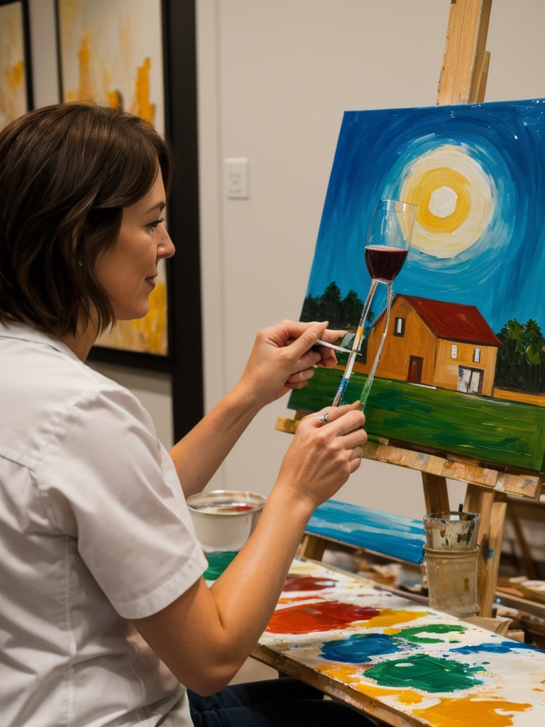 Paint and sip night where residents can create their own masterpiece while enjoying a glass of wine.