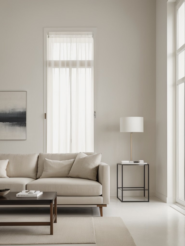 Embrace a minimalist aesthetic in your living room with sleek and streamlined furniture pieces, paired with a neutral color palette and clean lines.