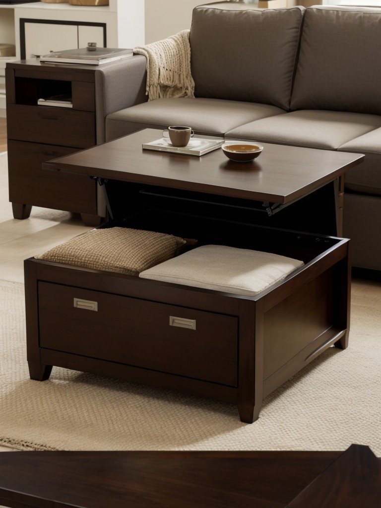 Invest in multi-functional furniture pieces like ottomans with hidden storage or coffee tables with built-in drawers.