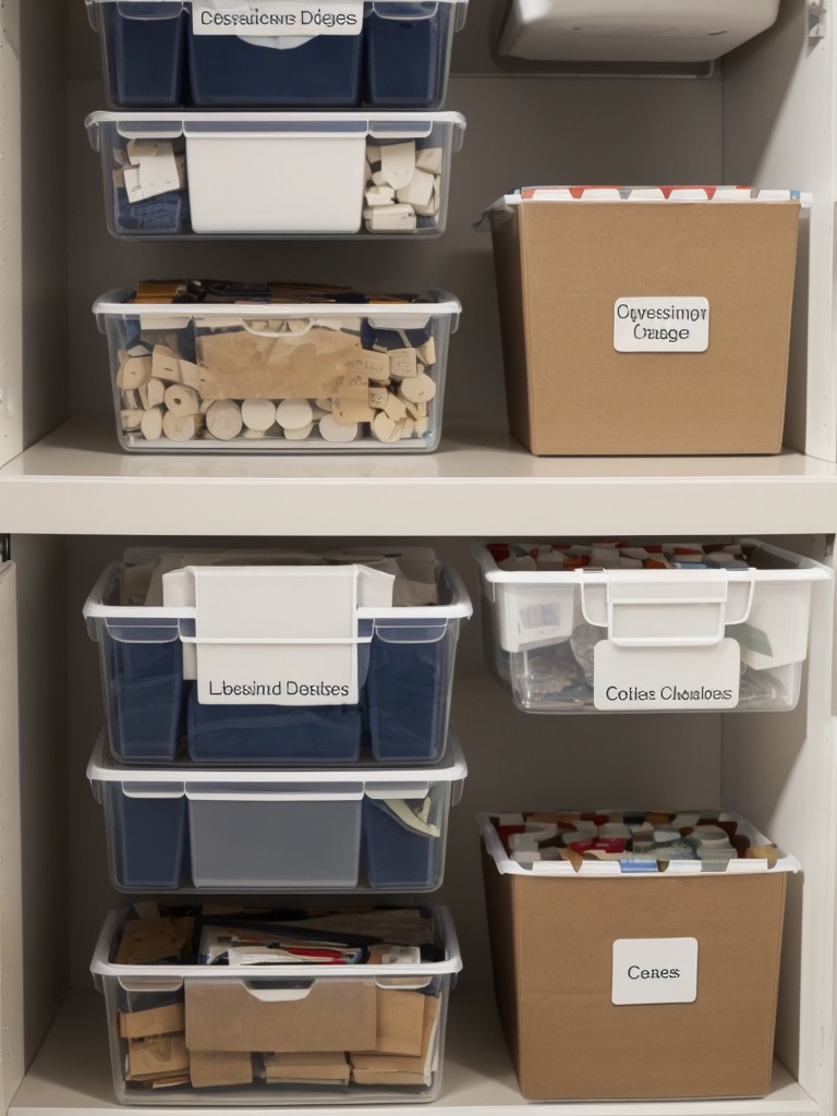 Use clear storage bins and labeled containers to easily identify and organize your belongings.