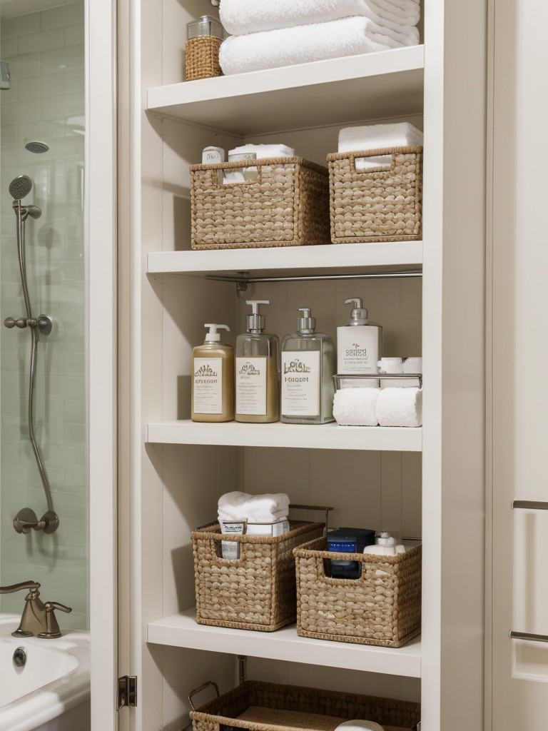 Utilize tension rods and storage caddies in your bathroom to keep essentials like towels, toiletries, and beauty products organized.