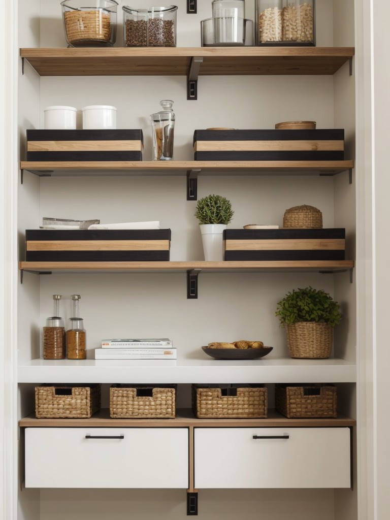 Utilize vertical space with floating shelves and wall-mounted organizers to maximize storage.