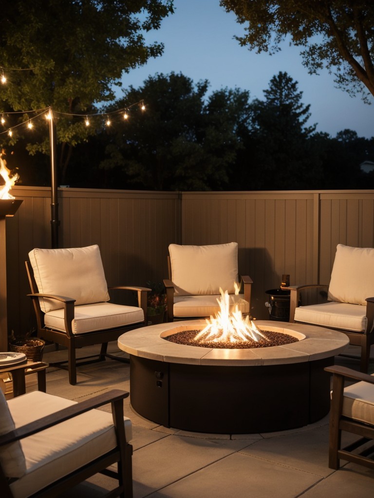 Create an inviting space on your apartment patio with a fire pit or a chiminea, cozy seating, and warm lighting for those chilly evenings.