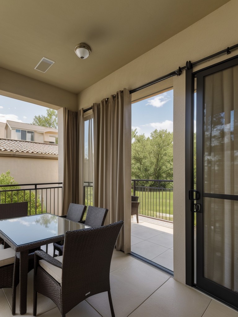 Use privacy screens or outdoor curtains to create a secluded and intimate atmosphere on your apartment patio.