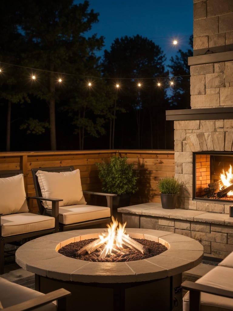 Incorporate a small outdoor fireplace or fire pit on your apartment patio to enjoy cozy evenings outdoors, complete with comfortable seating and blankets for extra warmth.