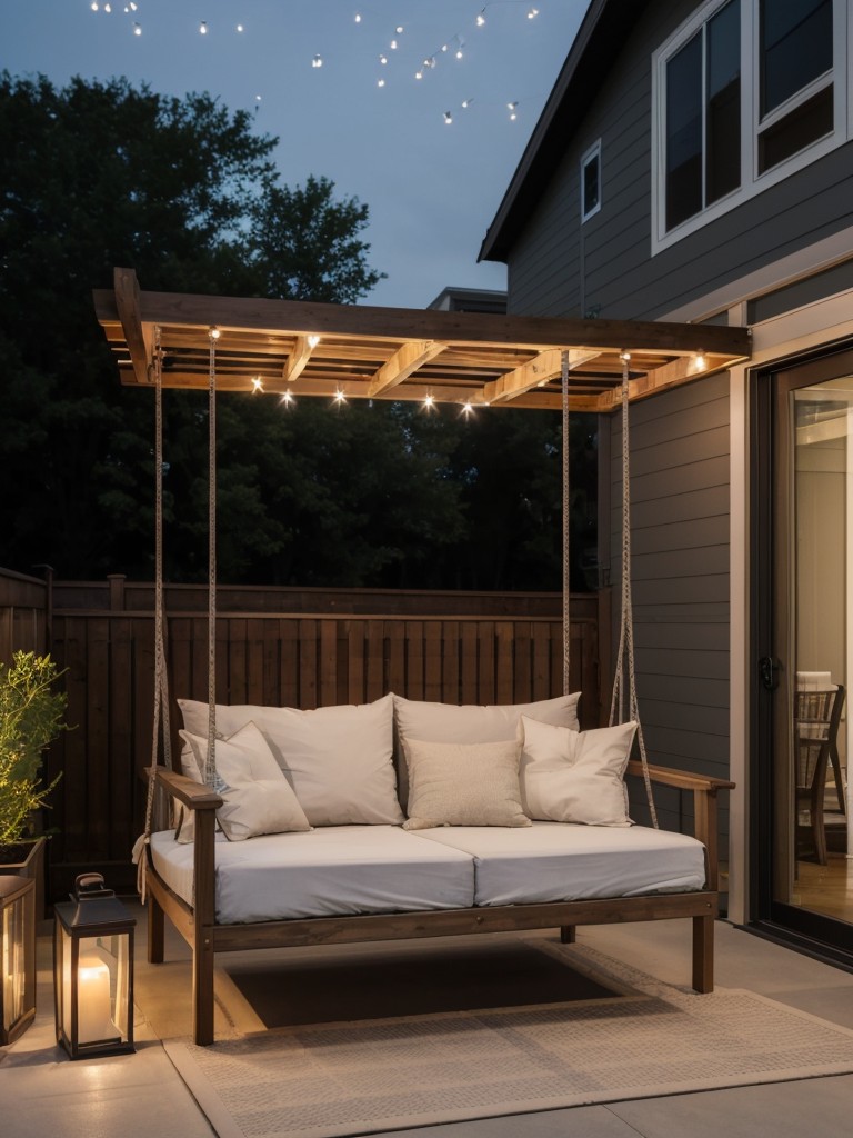 Opt for multifunctional style elements on your apartment patio, such as a daybed or swing that can double as a cozy seating area during the day and a relaxation spot under the stars at night.