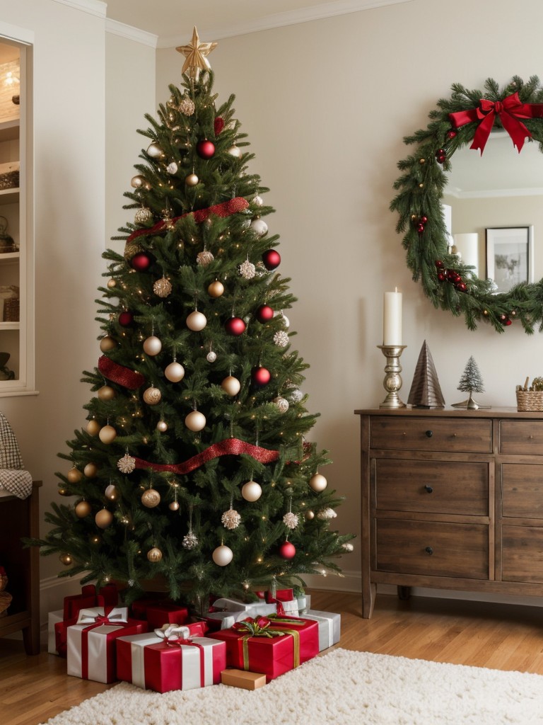 Apartment Christmas tree ideas with built-in storage, allowing you to utilize the tree as a decorative piece year-round.