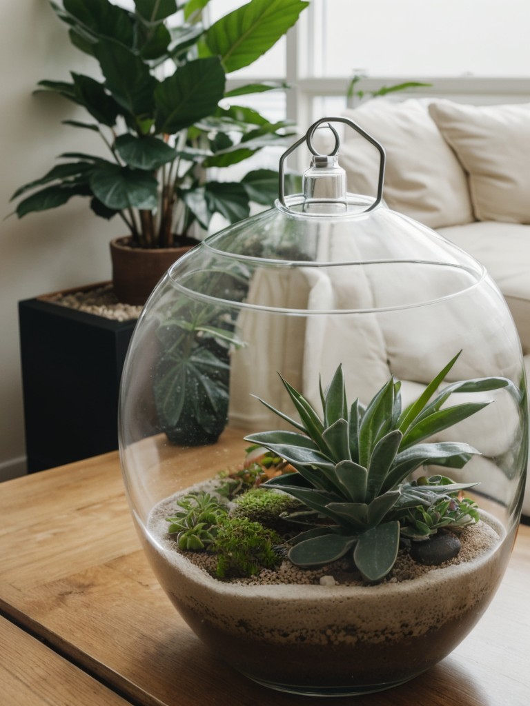 Incorporate indoor plants or low-maintenance terrariums to bring a touch of nature into your living room while staying within your budget.