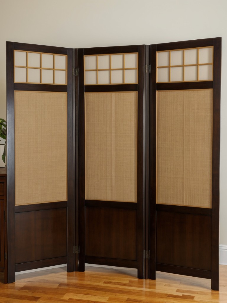 Add a decorative folding screen to conceal any visible storage or clutter.