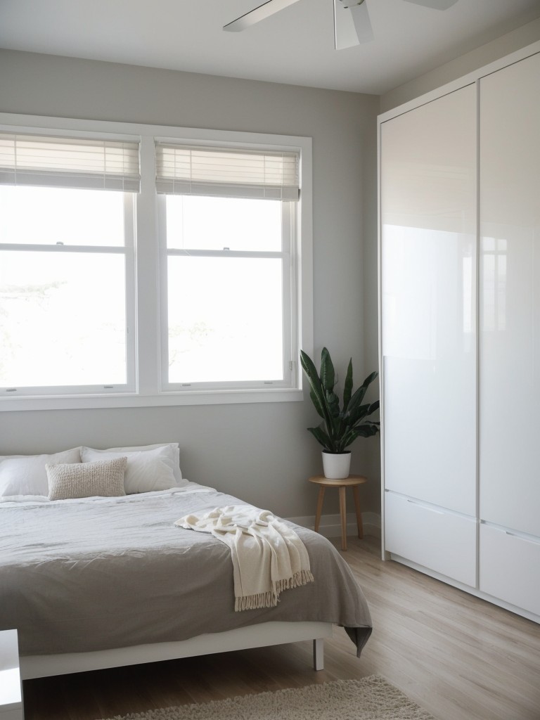 Choose lightweight and transparent furniture pieces to maintain an airy feel in the small bedroom.