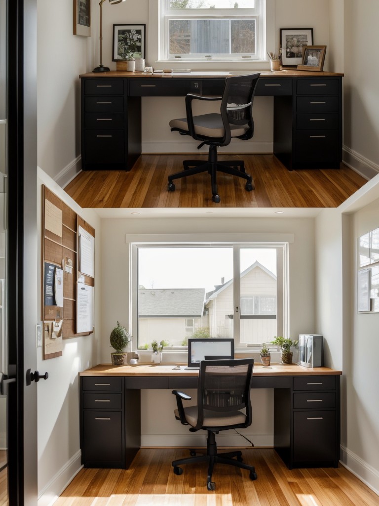 Provide inspiration for creating a home office space that blends seamlessly with your living area.