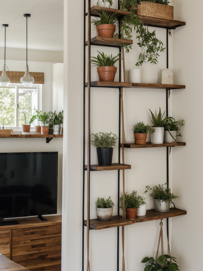 Share tips for utilizing vertical space through hanging plants, shelves, and storage solutions.