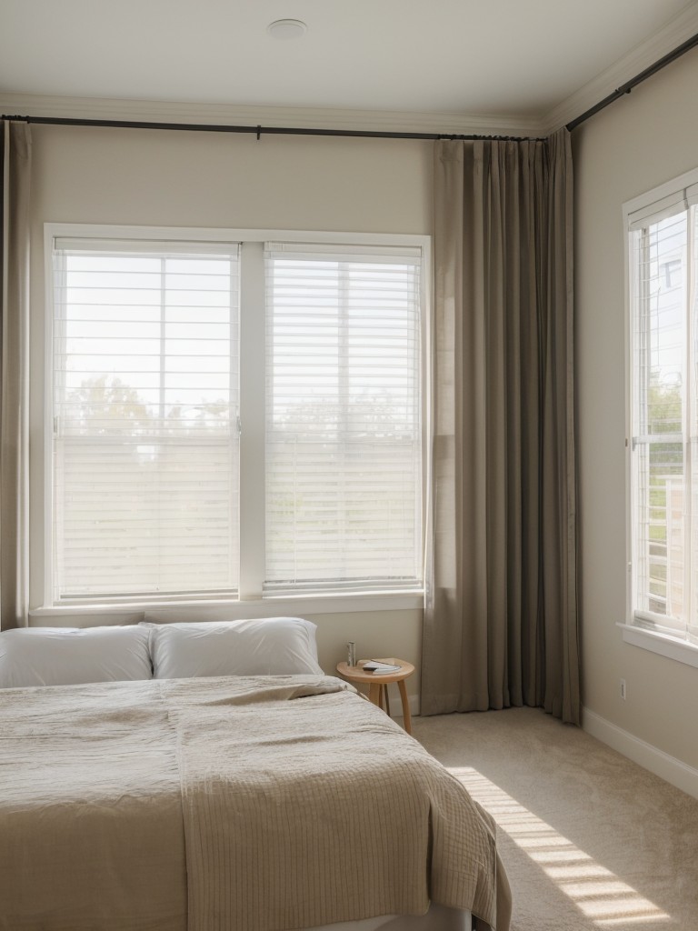 Utilizing sheer curtains or blinds to maintain privacy while still allowing natural light to flow into the bedroom.