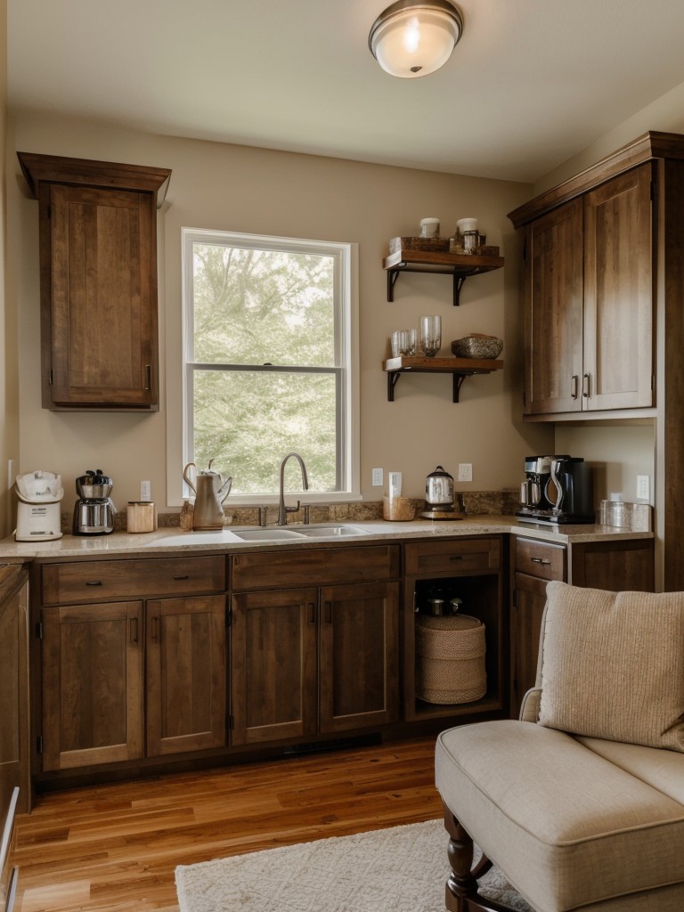 A cozy and inviting beverage station, complete with a coffee maker or tea kettle and a collection of mugs and loose-leaf teas, for relaxing moments at home.