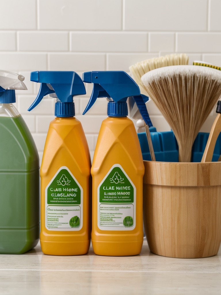 A set of eco-friendly cleaning supplies and tools to help maintain a clean and sustainable living environment.