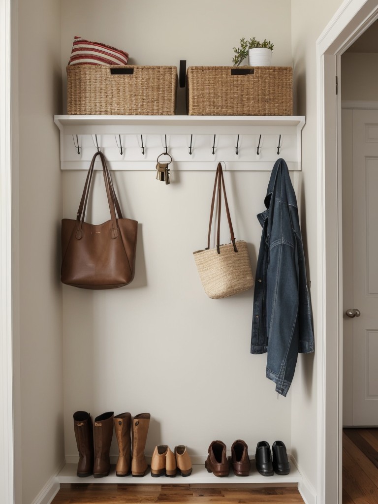 Functional and stylish entryway essentials, like a wall-mounted key organizer or a shoe rack, to keep everything in order as soon as you step inside.