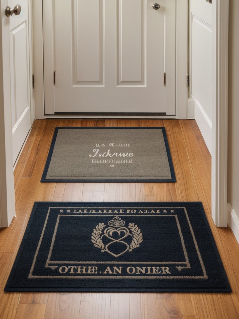 Personalized doormats and entryway decor to make their apartment feel more welcoming.