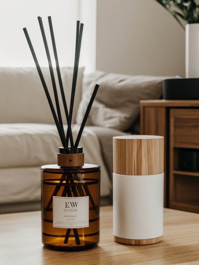 A collection of scented diffusers and essential oils to create a calming and relaxing atmosphere throughout the new apartment.