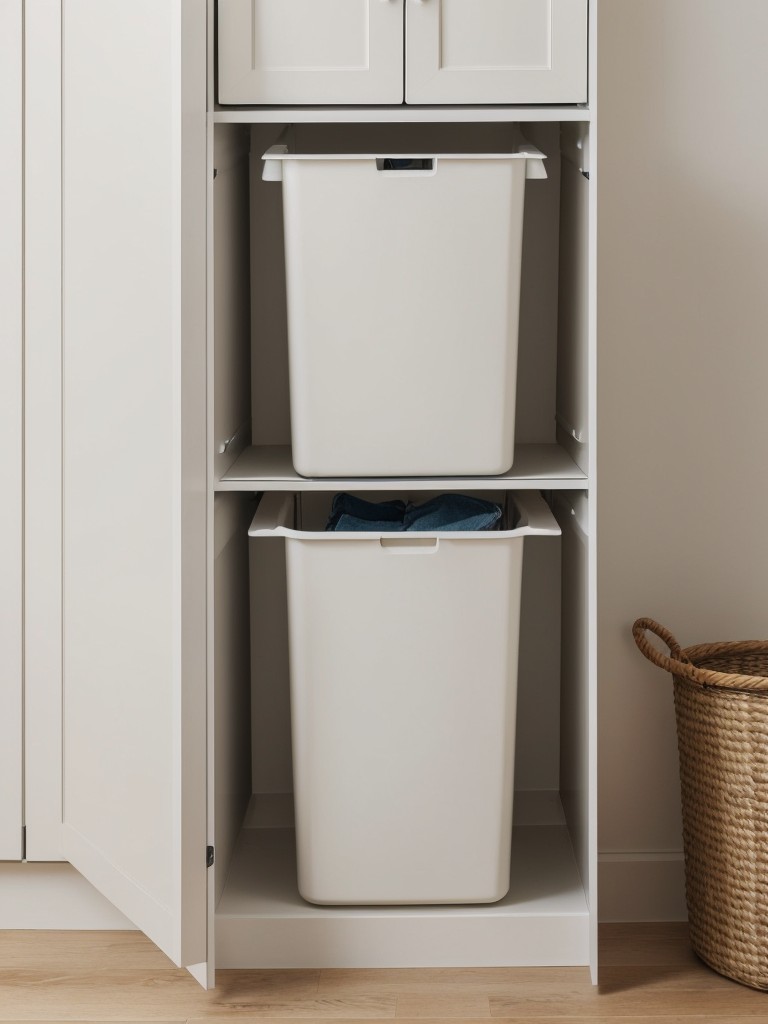 A compact and efficient laundry hamper system to keep clothes organized and maintain a clutter-free living space.