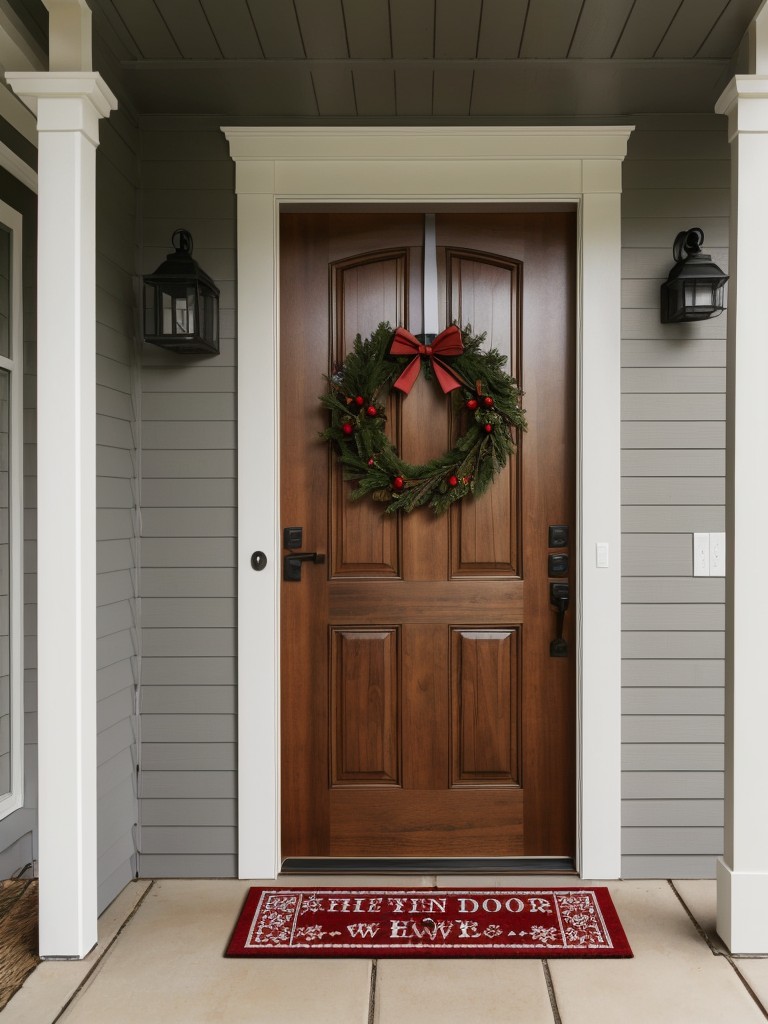 A personalized doormat and door wreath to welcome guests and add a personal touch to the entrance of the new apartment.