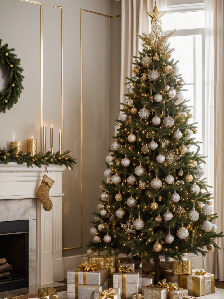 Add a touch of sparkle to your apartment by incorporating metallic accents, such as gold or silver décor, to create a glamorous Christmas ambiance.