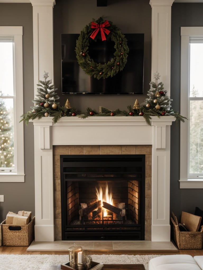 Hang stockings by the fireplace, or if you don't have one, create a makeshift fireplace with a mantle or shelf to maintain the traditional holiday charm.