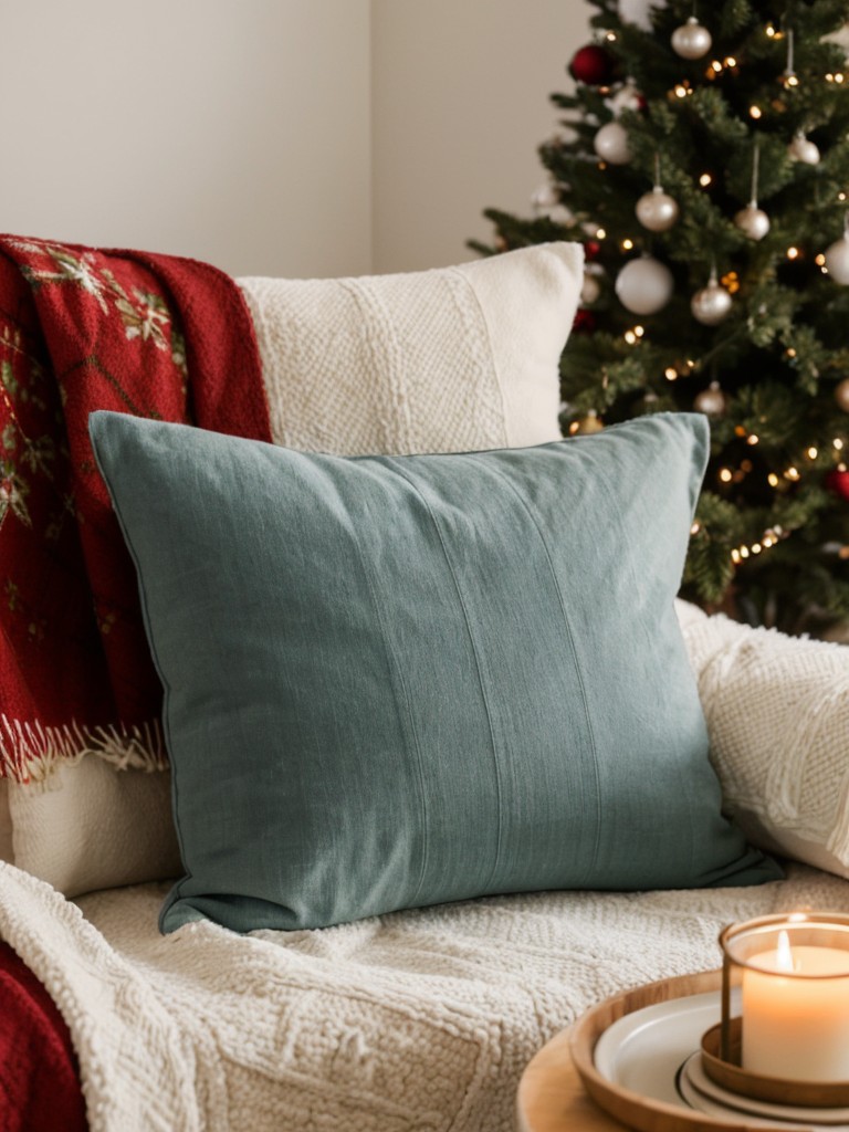 Make your apartment feel warm and inviting during the holiday season with the addition of soft throw blankets, plush pillows, and scented candles.