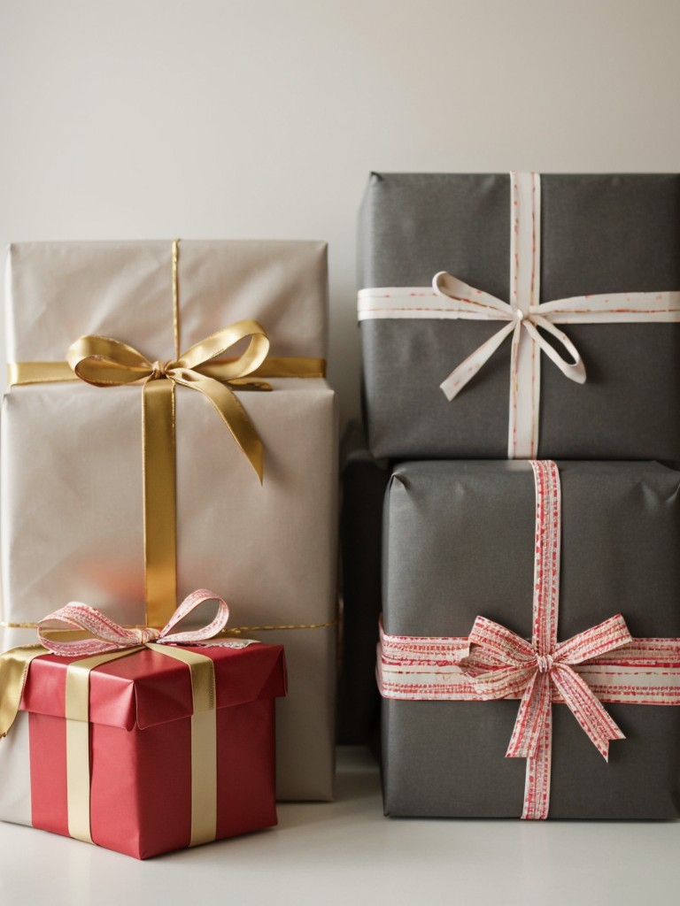 Opt for unique and creative wrapping paper designs to add a personal touch to your gifts, and display them in a beautifully decorated gift-wrapping station.