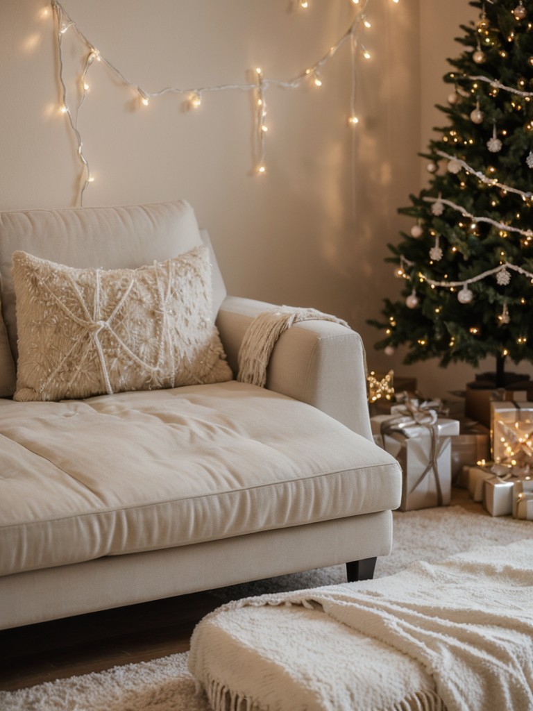 Transform your apartment into a cozy winter wonderland with festive string lights, garlands, and ornaments.