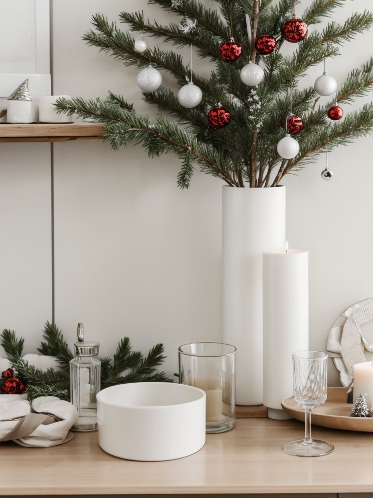 Scandinavian minimalist-inspired Christmas decorating ideas for a small apartment, featuring clean lines, neutral colors, and natural textures to create a serene and elegant holiday ambiance.