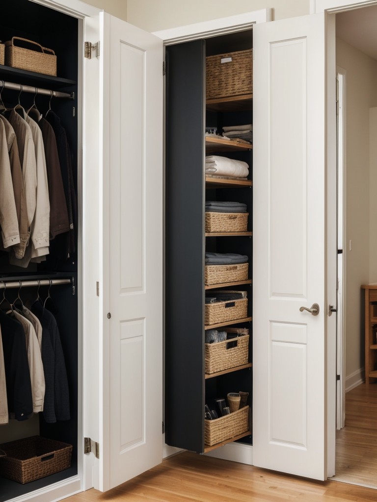 Incorporate clever storage solutions, such as behind-the-door organizers or hanging racks, to maximize storage space.