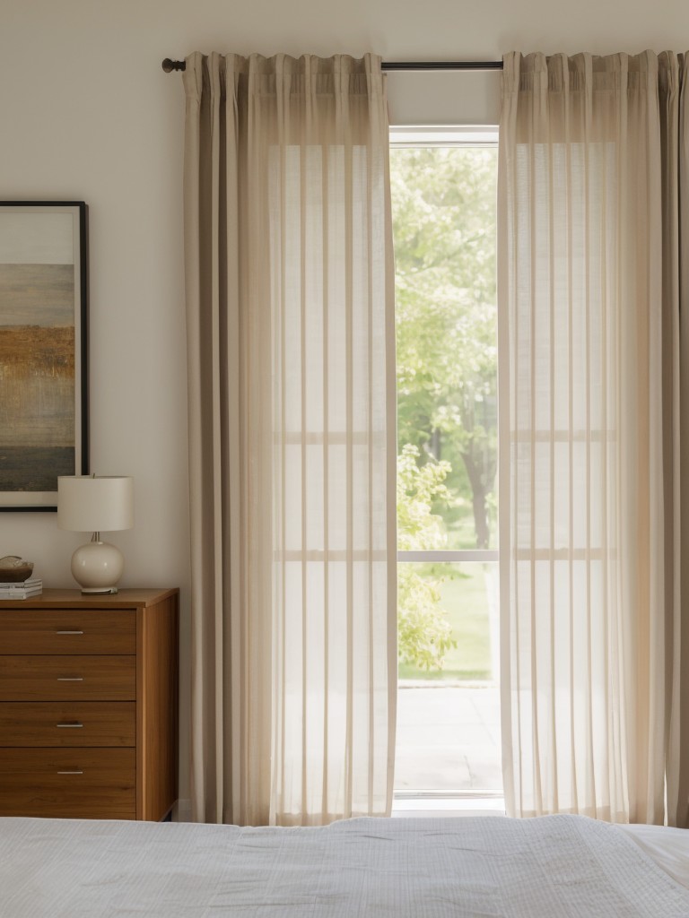 Use curtains or blinds that allow natural light to filter in, enhancing a sense of airiness.