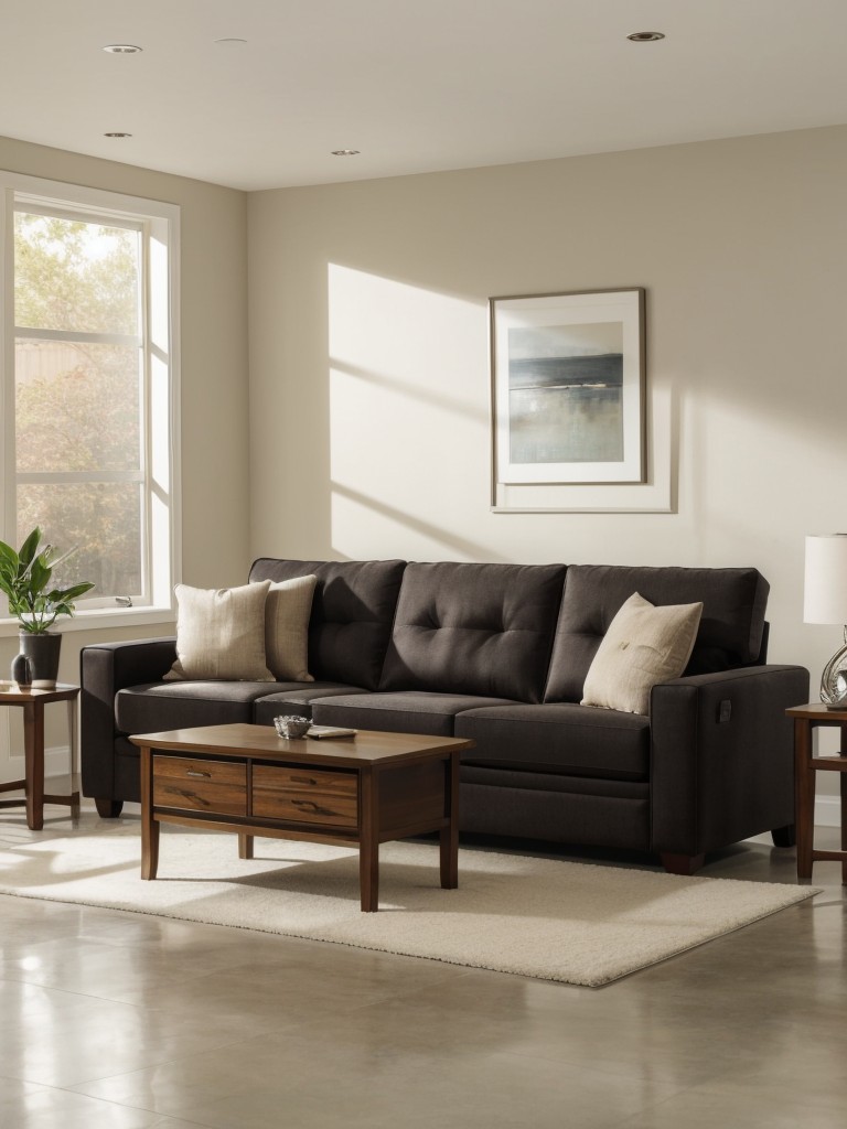 Utilize multifunctional furniture pieces to maximize space, such as a sofa with built-in storage or a coffee table that can be easily expanded.