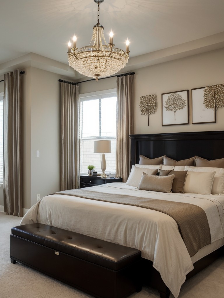 Hang unique statement chandeliers in living areas or bedrooms to add a touch of luxury and create a dramatic visual impact.