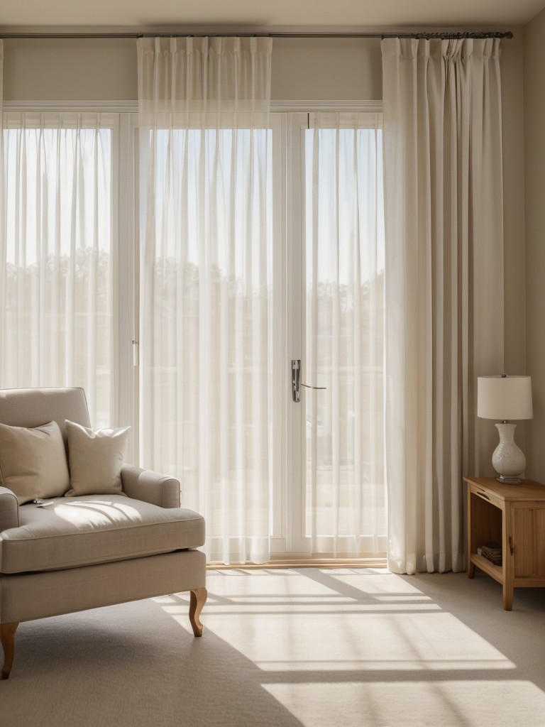 Incorporate natural light by utilizing sheer curtains or blinds that allow sunlight to filter in without compromising privacy.