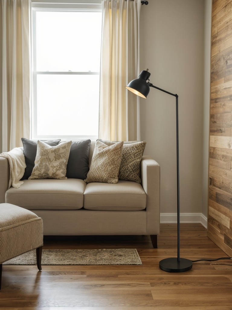 Incorporate statement floor lamps with unique designs or materials to create a visual focal point in a room.