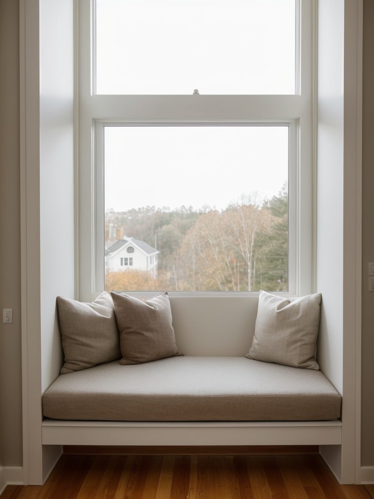 Install a built-in window seat with soft cushions and throws to create a cozy and inviting space for relaxation and enjoying the view.